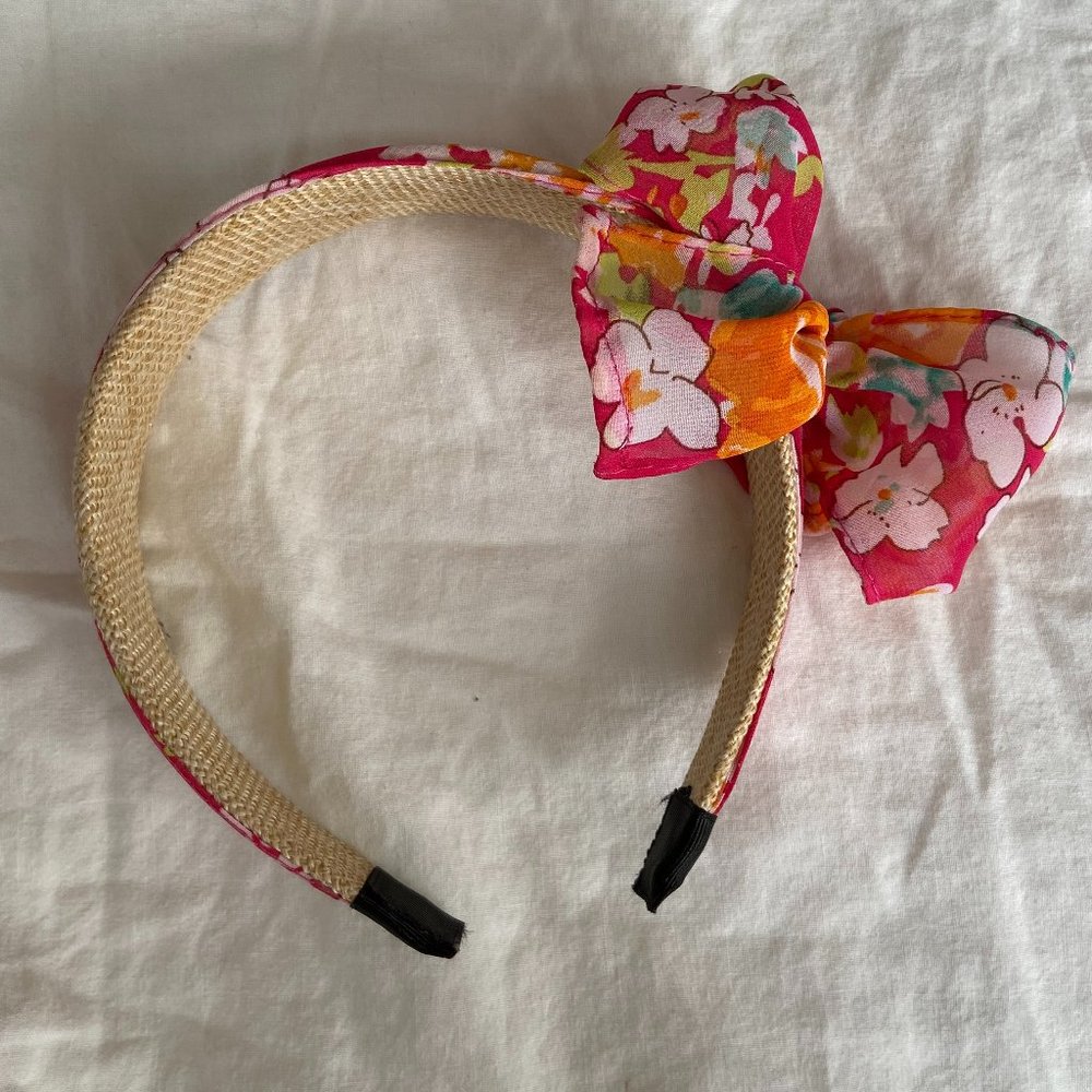 Pink and orange tie headband